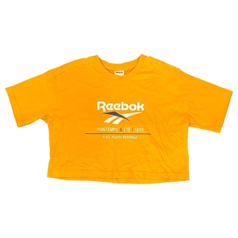 Reebok Classic Boxy Crop Heritage Logo Short Sleeve Tee in Yellow Women’s XS
